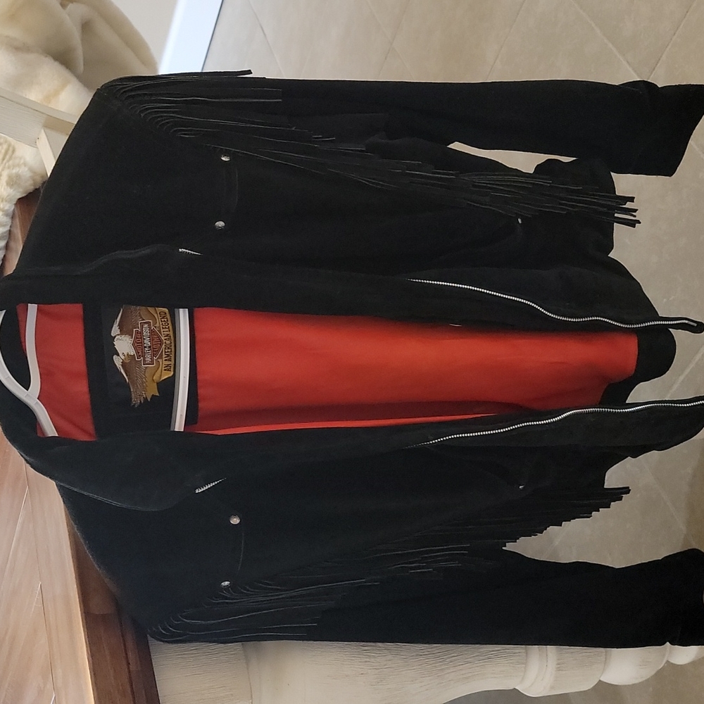 Black suede leather coat